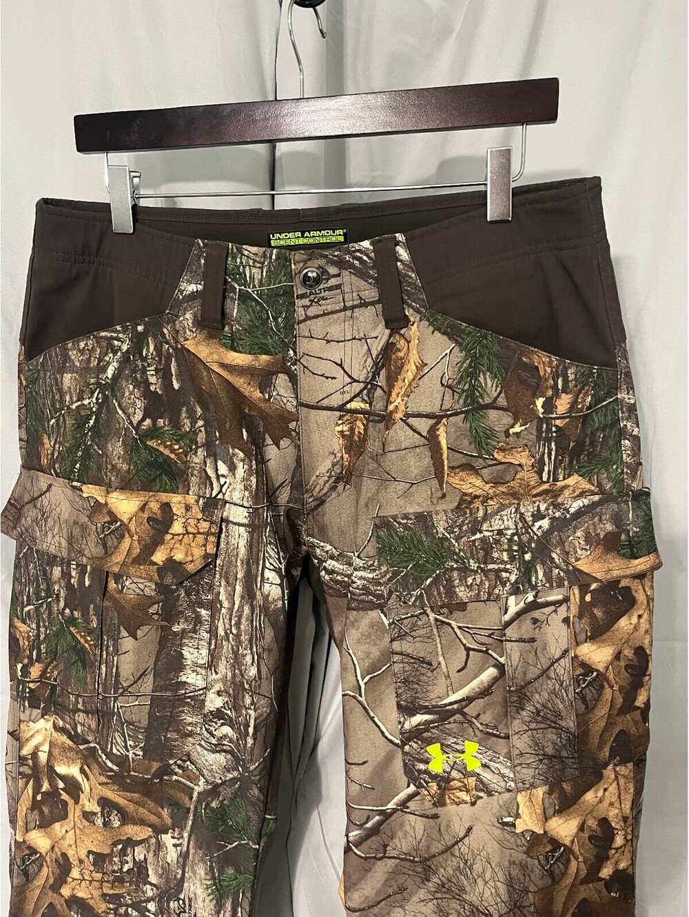 Under Armour Men's Scent Control Realtree Extra Camo Brown Pants 34 x 32 Cargo